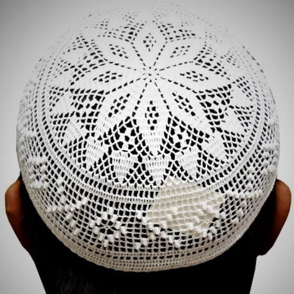 Hand-Knitted Jaali Cap, White