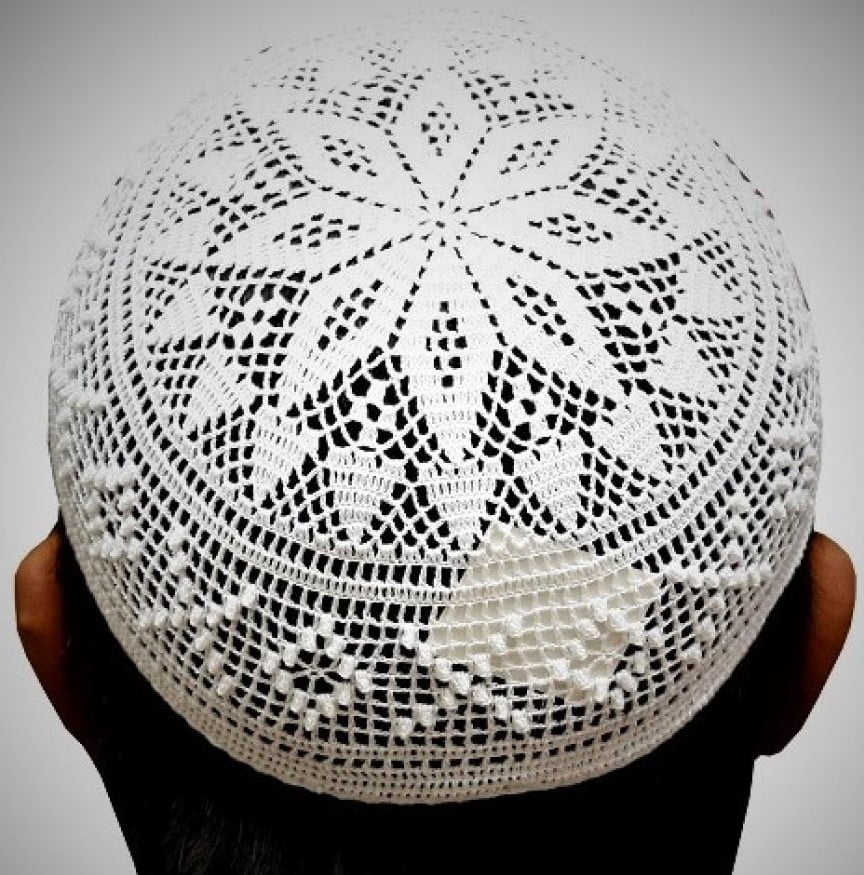 Hand-Knitted Jaali Cap, White