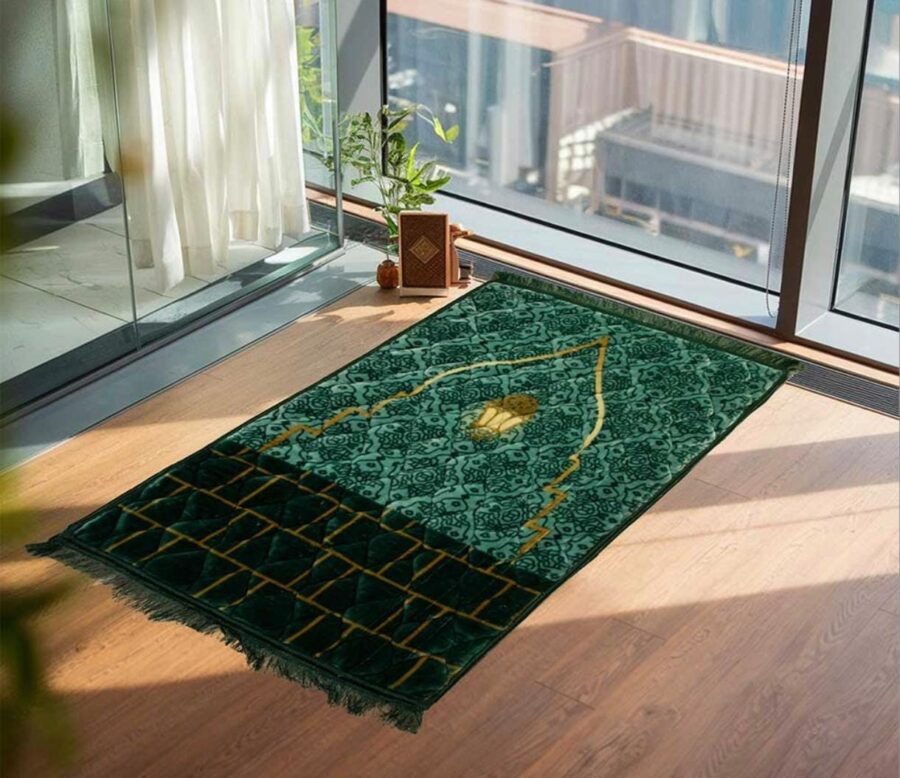 Quilted Velvet Prayer Mat, Emerald